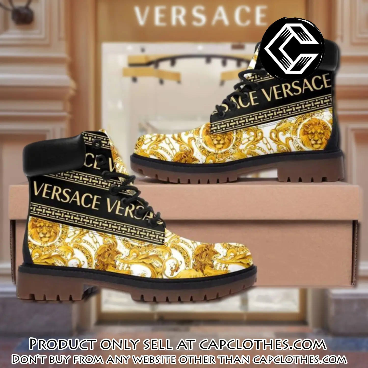 Gianni versace lion gold pattern luxury brand boots premium gifts for men women cc4452177
